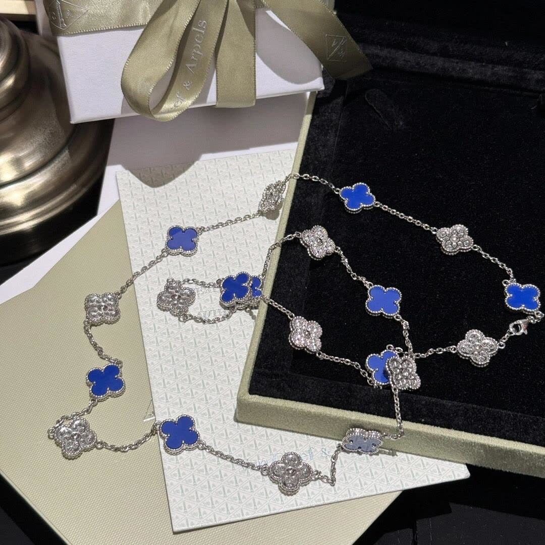 Van Cleef & Arpels Alhambra Blue Enamel Necklace Van Cleef & Arpels Alhambra Blue Enamel Necklace